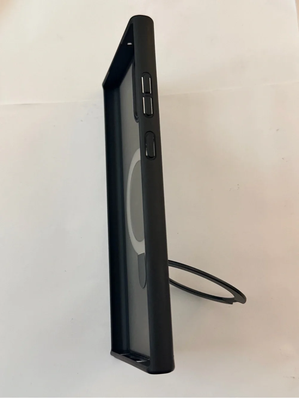 Matte Black Phone Case with Built-In Ring Stand